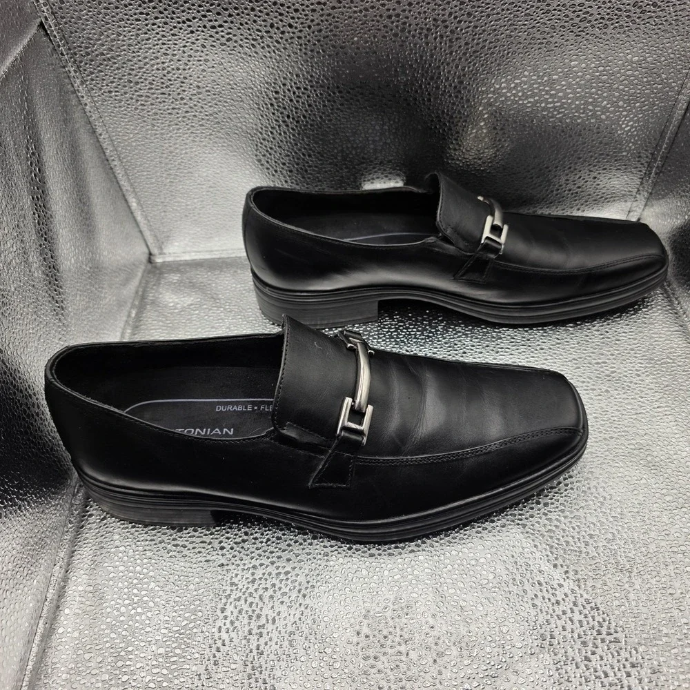 Bostonian Men's Black Leather Loafers Size 9 M Classic Horsebit Slip-On Comfort